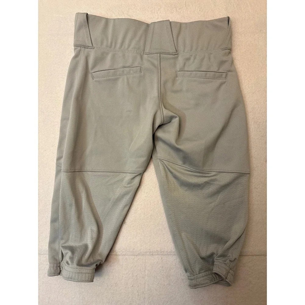Nike Team Engineered Kids Grey Baseball Pants Small Swoosh Logo Elastic Cuffs